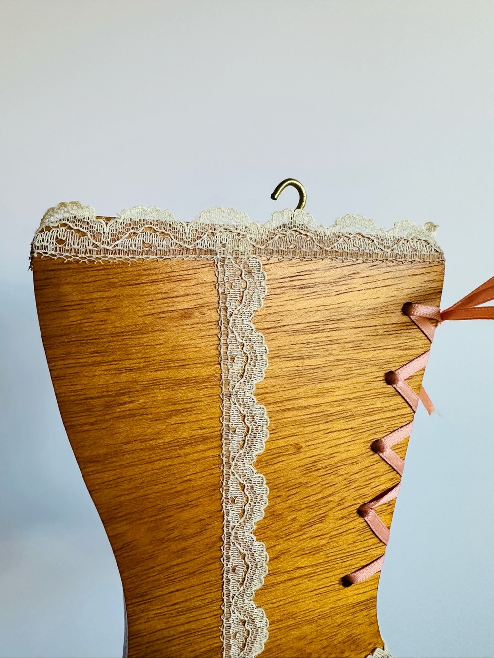 Vintage Wooden Victorian Boot Wall Decor Lace Ribbon Coquette Shabby Chic 8.5" - Picture 5 of 10